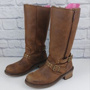 CAT Women's Florencia Brown Leather Fur Lined Waterproof Zip Boots 8